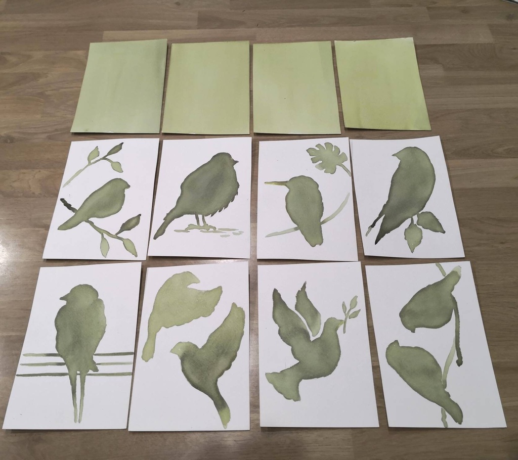 kit DIY solaire artistique cyanotype motif oiseaux